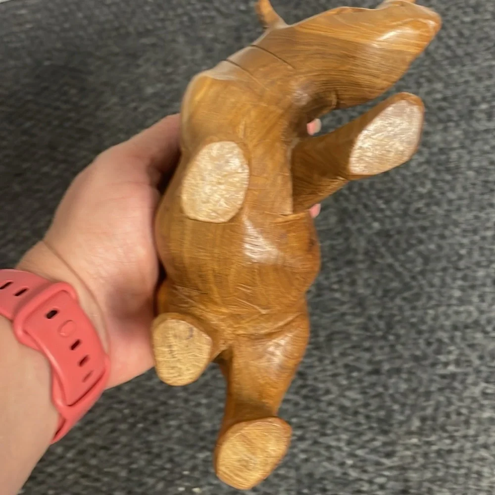 Handcrafted Wooden Rhinoceros Sculpture African Wild Game Solid Wood - Picture 4 of 6